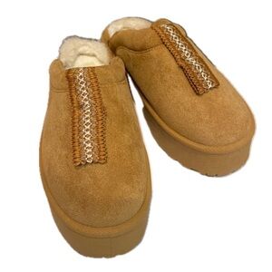 Women's Camel Suede Slip-On Platform Clog size 6.5 
New with box